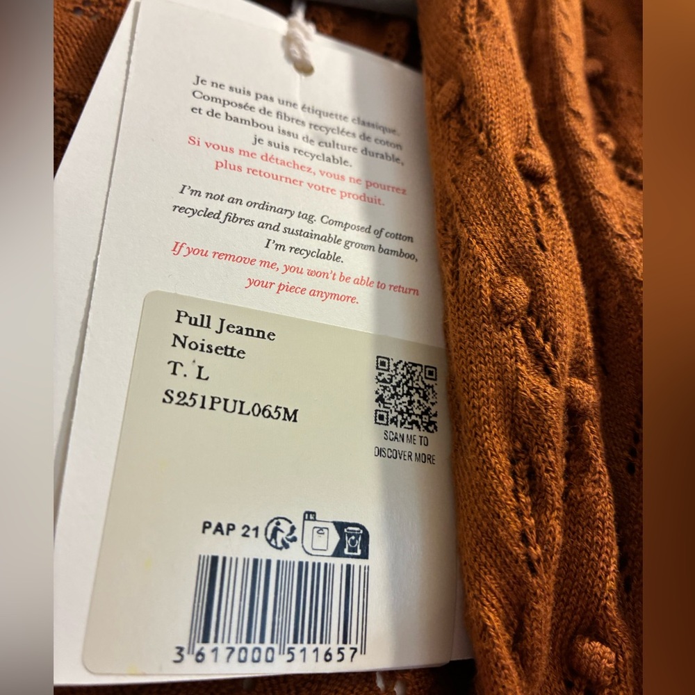 Sezane Jeanne Jumper Hazelnut - Size L - Picture 5 of 6
